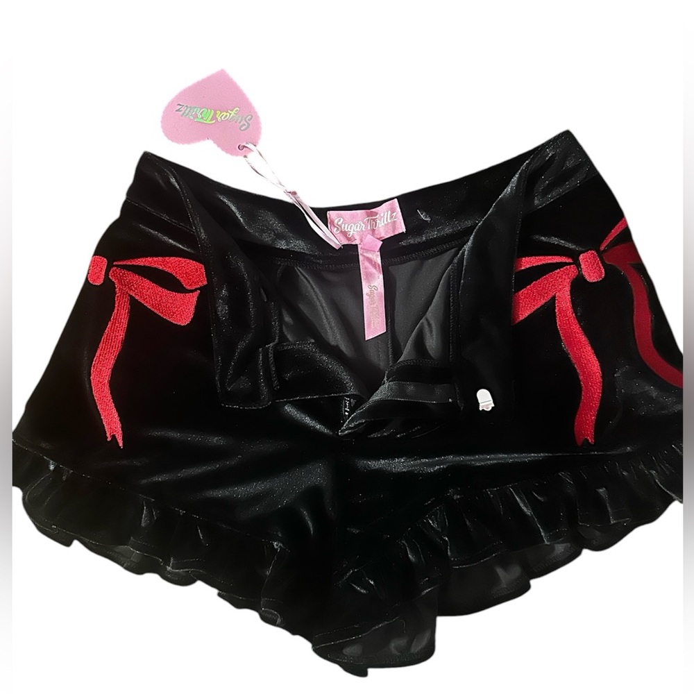 Dolls Kill velvet bow shorts!